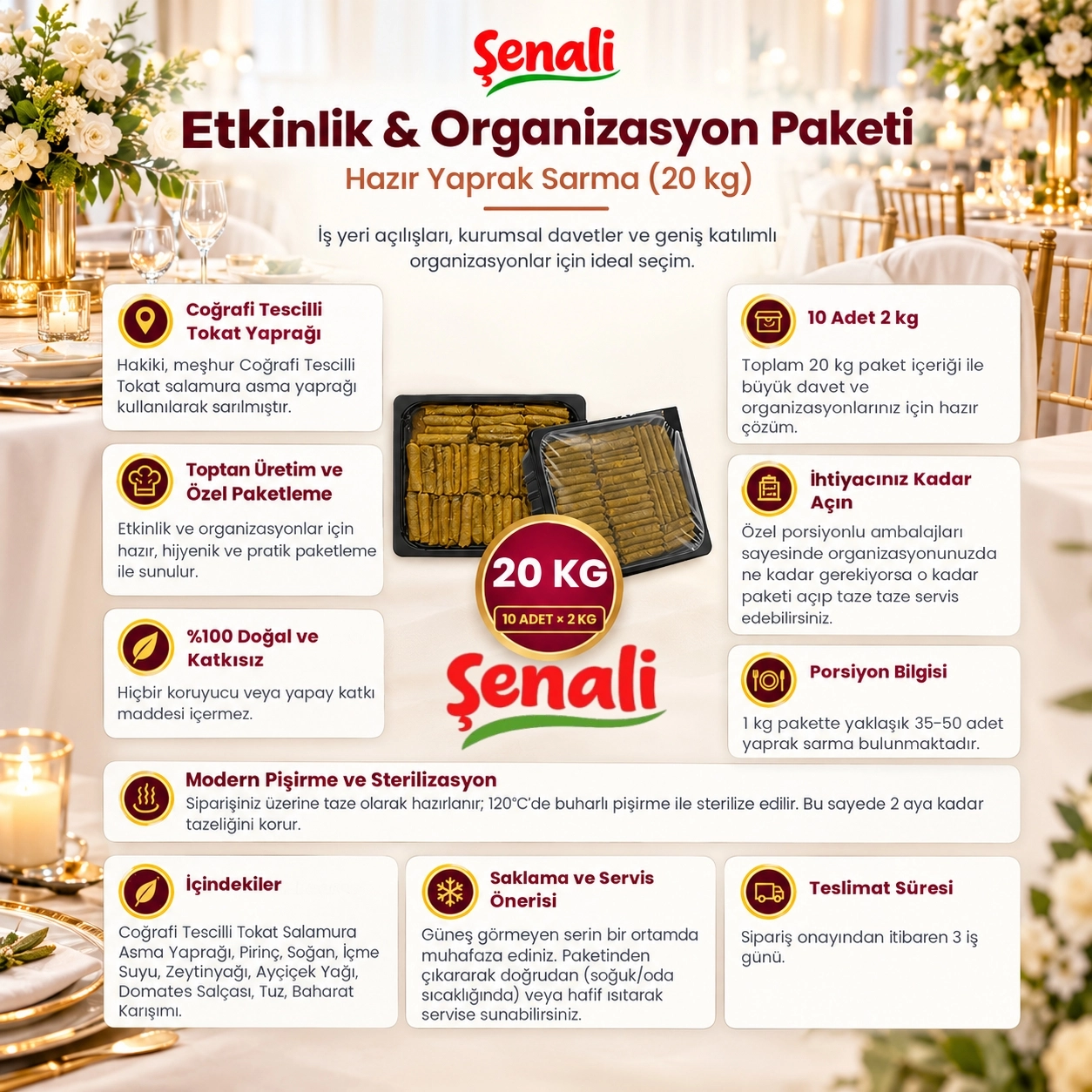 Hazır Yaprak Sarma  Etkinlik & Organizasyon Paketi 20 kg