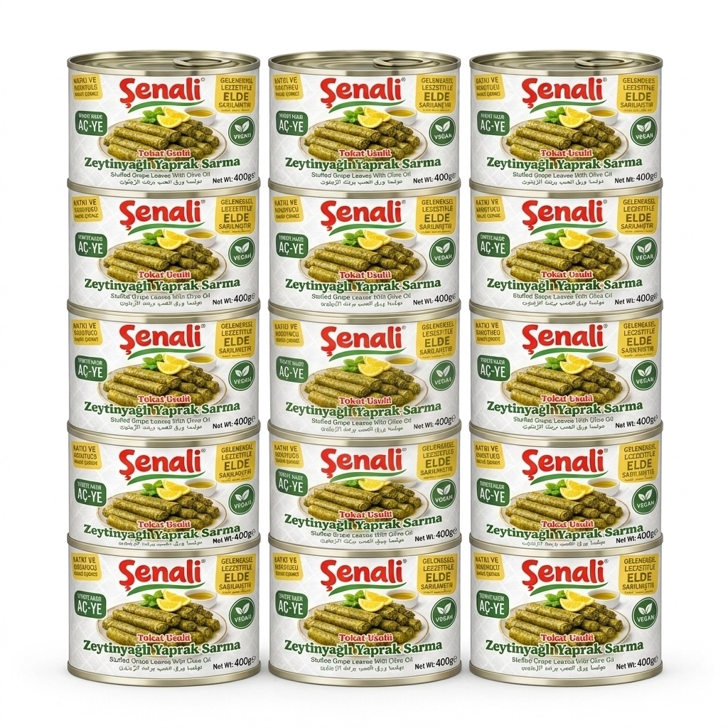 1 koli 18 adet Zeytinyağlı Yaprak Sarma Konservesi 400 gr Tokat Usulü