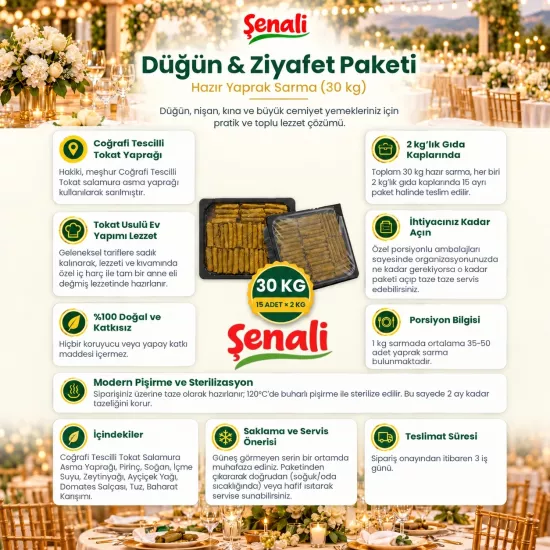 30 kg Servise Hazır Pişmiş Yaprak Sarma 