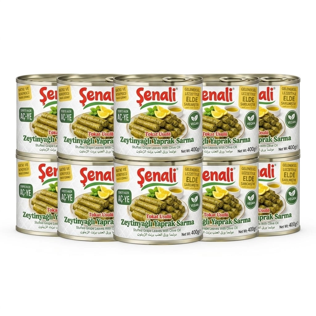 10 adet Zeytinyağlı Yaprak Sarma Konservesi 400 gr Tokat Usulü