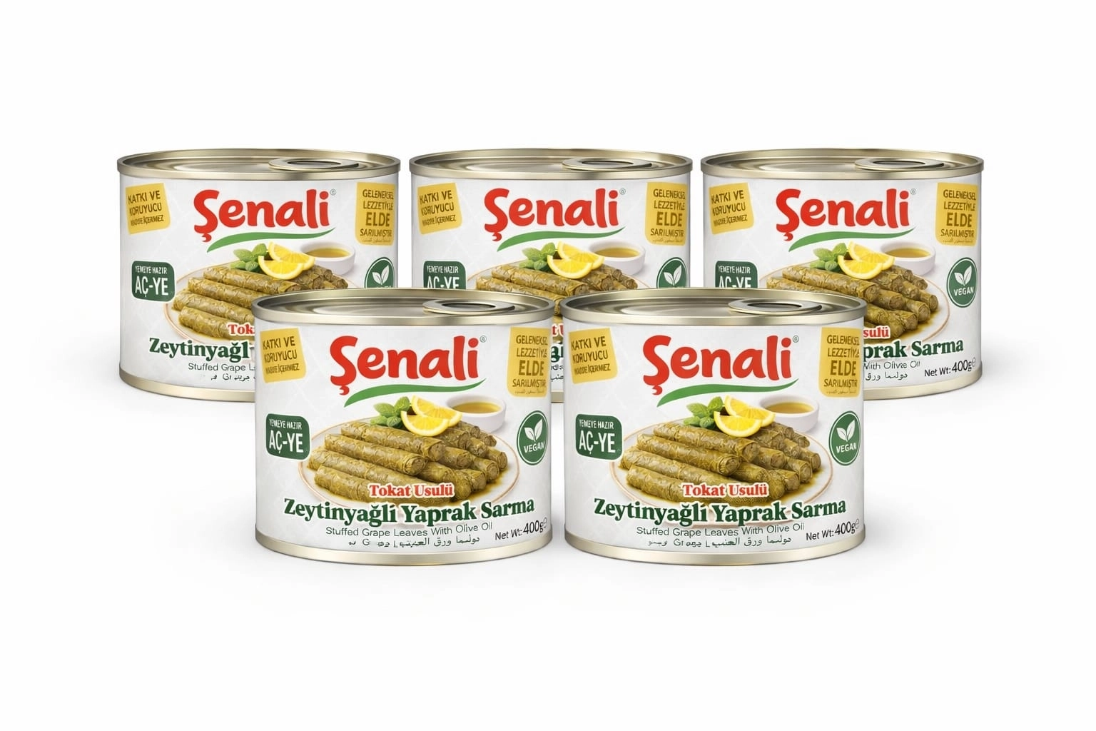 5 adet Zeytinyağlı Yaprak Sarma Konservesi 400 gr Tokat Usulü